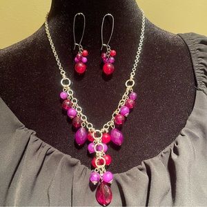 Y2k purple beaded necklace set